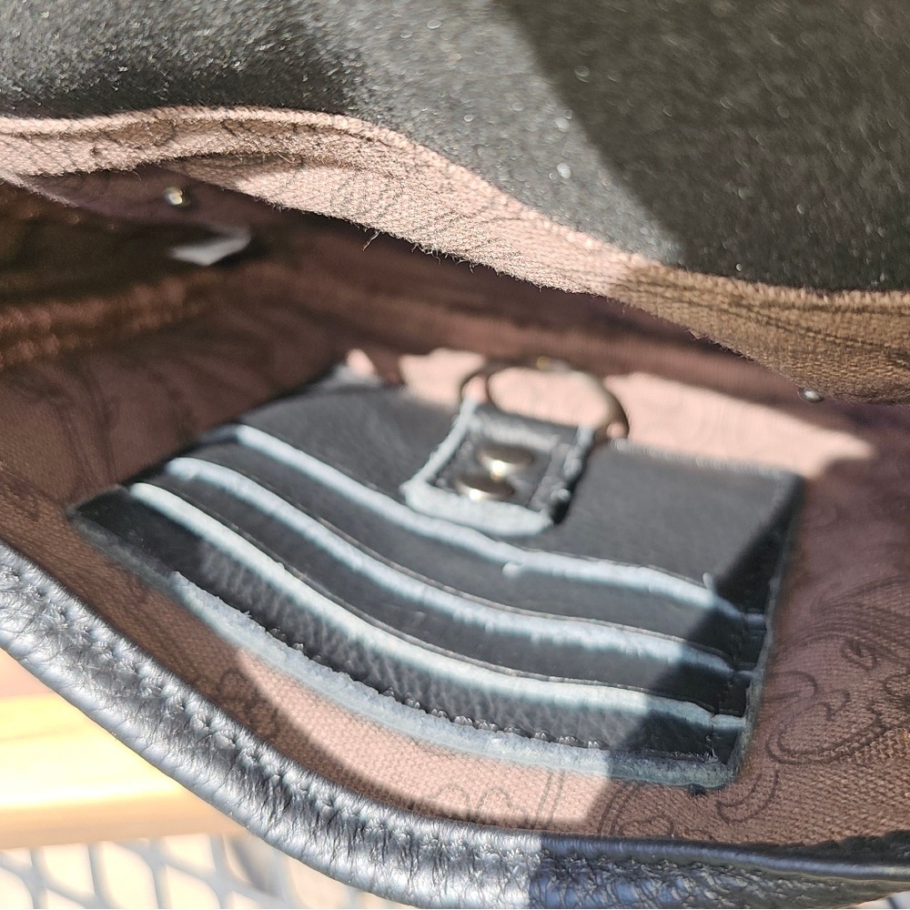 Black and Blue Embellished Studded Western Women's Crossbody Leather Bag Details - Picture 11 of 14